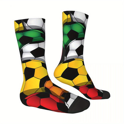 1 Pair Biihudu Men'S Novelty Soccer Socks, 3D Digital Print Polyester Knit with Elastane, Full-Body Print, Hand Wash or Dry Clean - Trendy Socks4me