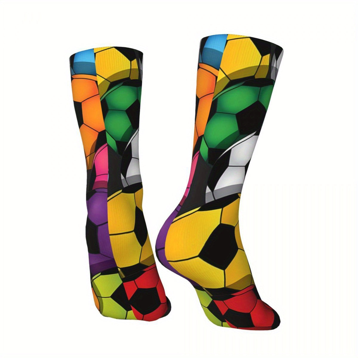 1 Pair Biihudu Men'S Novelty Soccer Socks, 3D Digital Print Polyester Knit with Elastane, Full-Body Print, Hand Wash or Dry Clean - Trendy Socks4me